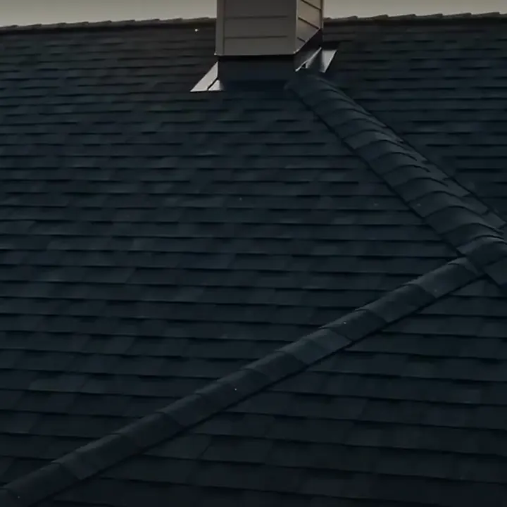 Metal flashing where a chimney meets the roof